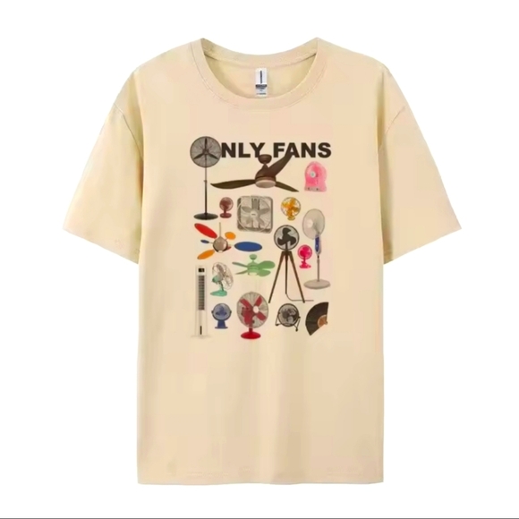 Tops - Funny Cute Cream “Only Fans” Graphic T-Shirt with Different Fans Design